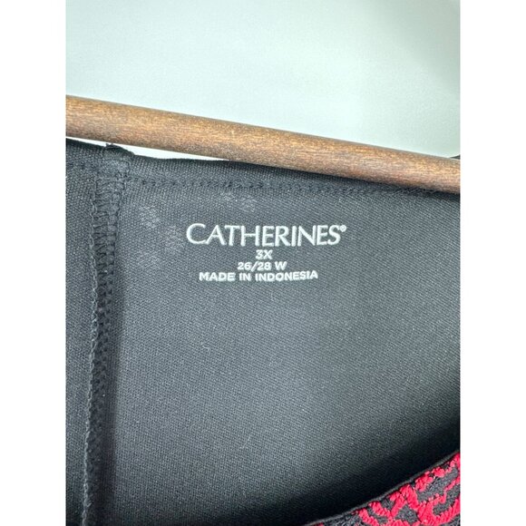 Catherines Womens Red & Black Lace Overlay Tunic Top With Sheer Hemline Size 3X - Picture 4 of 8